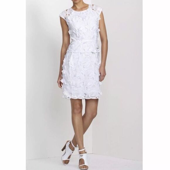 BCBGMaxAzria Aveline Embroidered Shift Dress Off White - Picture 1 of 13